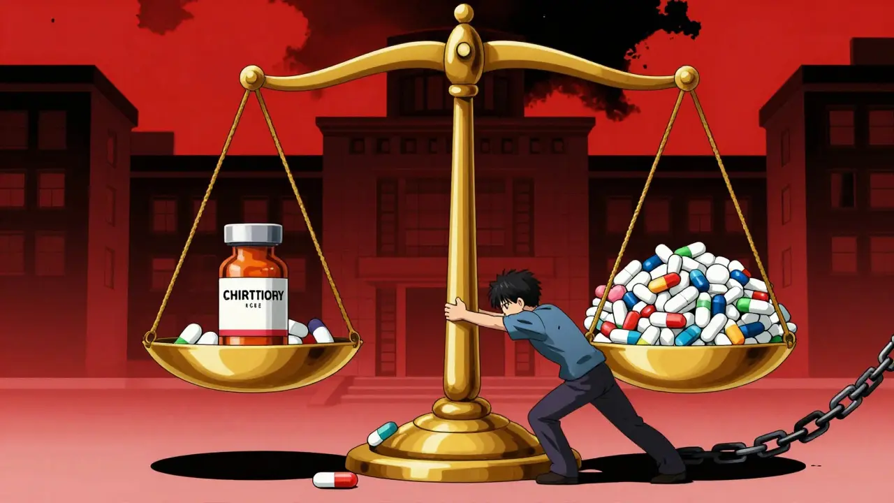 Dynamic anime scene showing the battle between brand bias and generic medication trust.