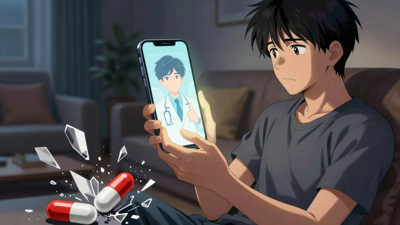 Patient receiving telehealth consultation on smartphone