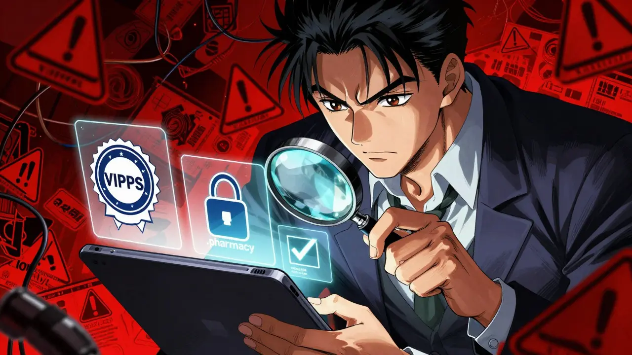 Boichi-style manga art of verifying pharmacy credentials