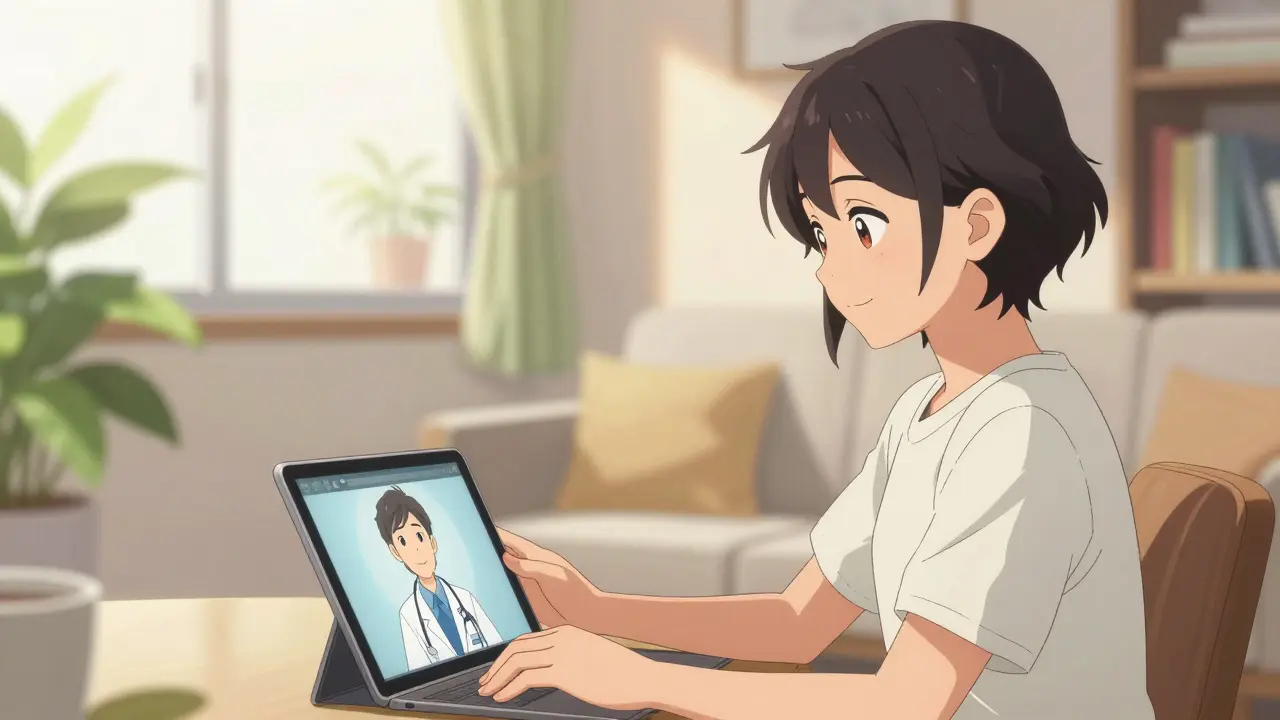 Calm patient having online doctor video consultation
