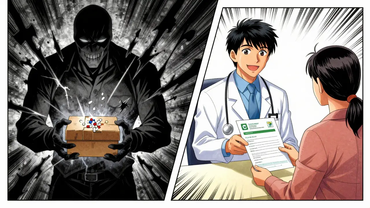 Contrast between shady dealer and safe telehealth doctor