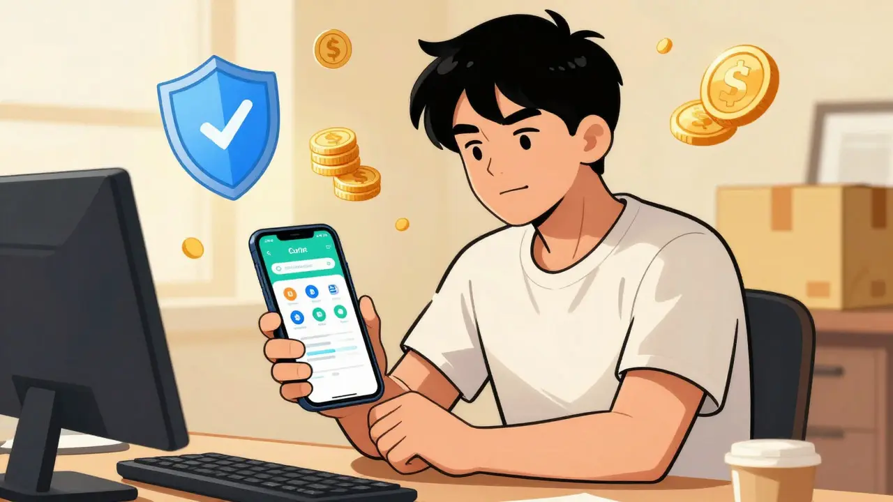 Person safely ordering generic meds online with confidence